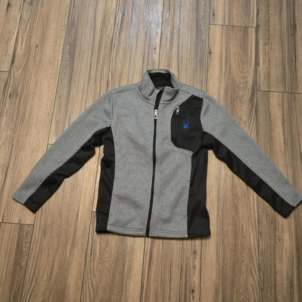 Kids SPYDER‎ Jacket Gray/Black Blue Logo Size S (7/8) EUC